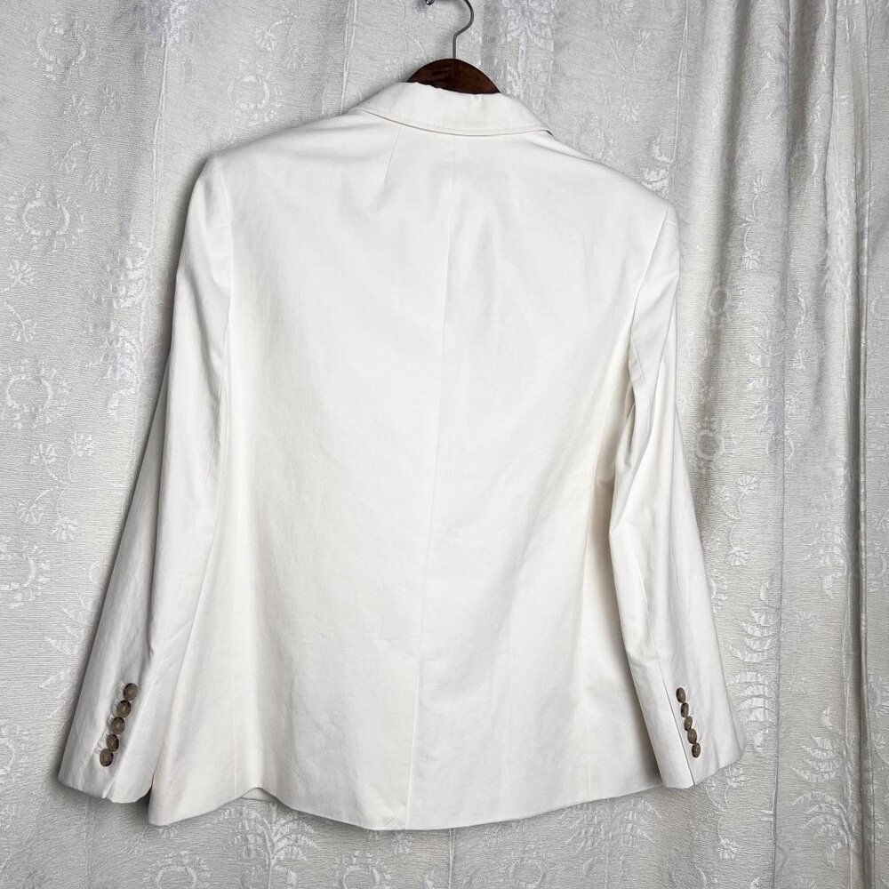 J. Crew relaxed patch-pocket blazer cotton linen oversized suit jacket white - Picture 5 of 9
